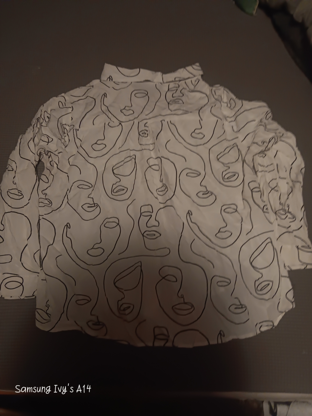 Milk & Honey White Button-Up Shirt with Black Abstract Line Print - Picture 2 of 3